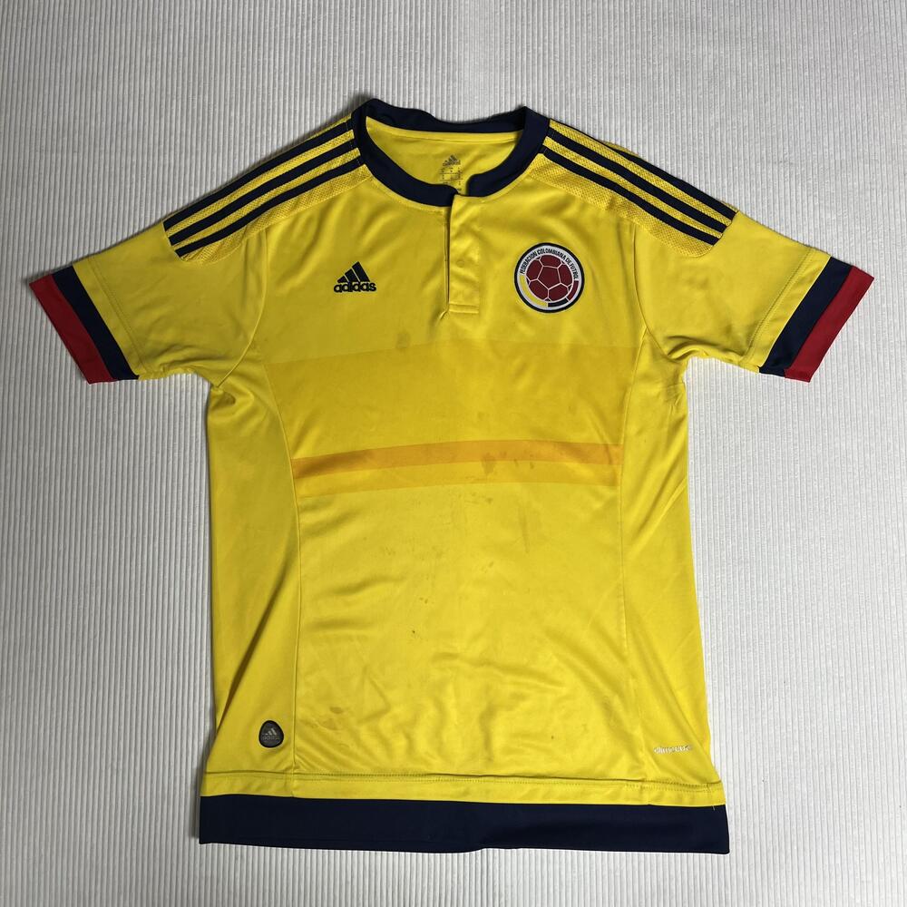 Colombia National Team Jersey Mens Medium Yellow Soccer Adidas Climacool